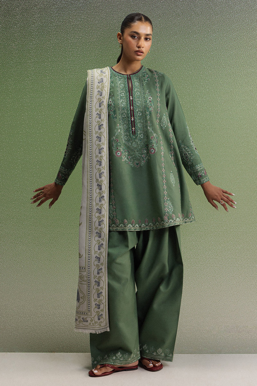 Coco Zara Shahjahan Embroidered Khaddar Unstitched 3Pc D-1B SARD