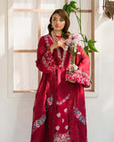 Zevk Flora Festive Embroidered Lawn Unstitched 3Pc Suit - ZINNIA