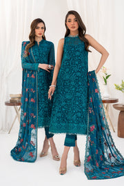 Zarif La Celeste Unstitched Embroidered Chiffon 3Pc Suit ZLC 03 GARDENIA