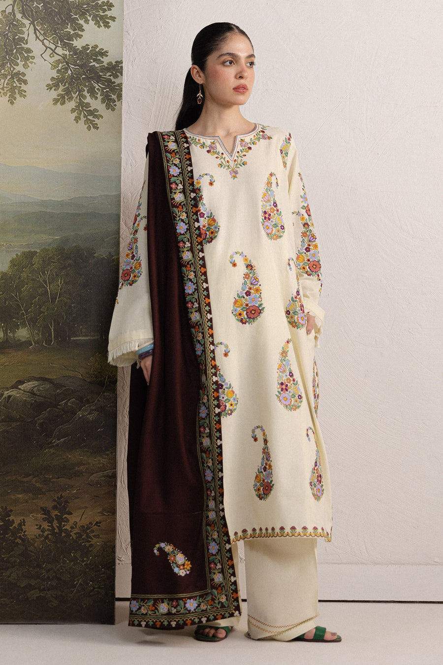 Coco Zara Shahjahan Embroidered Khaddar Unstitched 3Pc D-6A SHIREEN