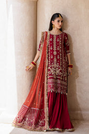 Zarposh Jahanara Festive Embroidered Chiffon Unstitched 3Pc Suit - ROSHAN