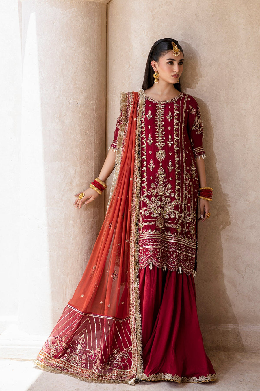 Zarposh Jahanara Festive Embroidered Chiffon Unstitched 3Pc Suit - ROSHAN