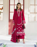 Zevk Flora Festive Embroidered Lawn Unstitched 3Pc Suit - ZINNIA