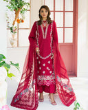 Zevk Flora Festive Embroidered Lawn Unstitched 3Pc Suit - ZINNIA