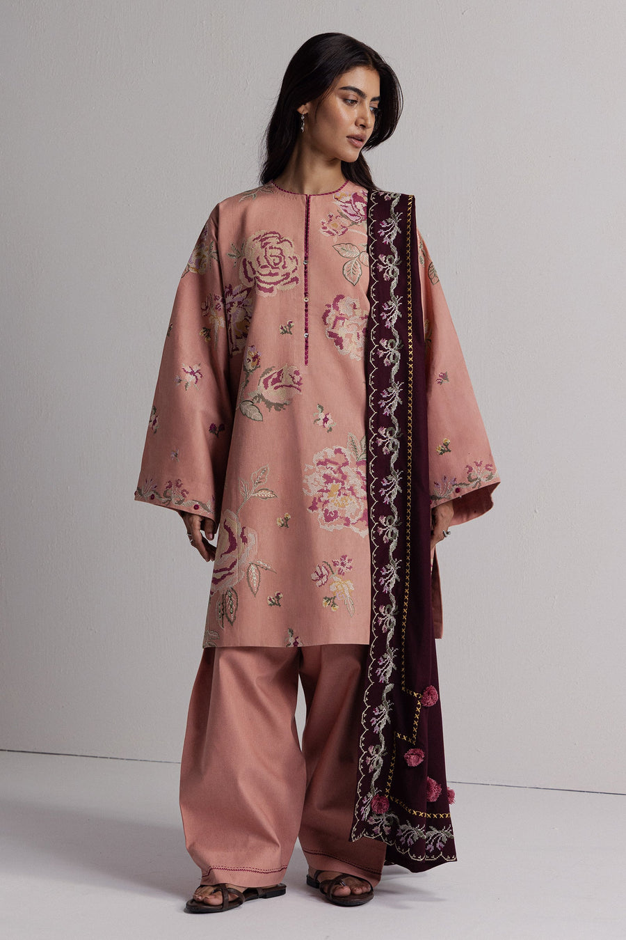 Coco Zara Shahjahan Embroidered Karandi Unstitched 3Pc D-3A RAKHSH