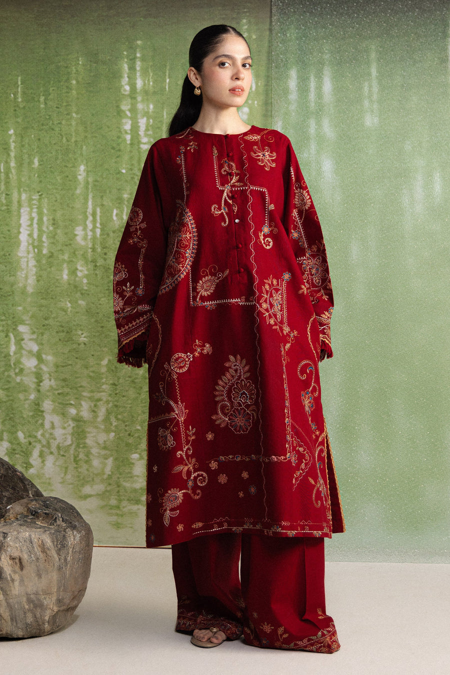 Coco Zara Shahjahan Embroidered Khaddar Unstitched 3Pc D-10A DIBA