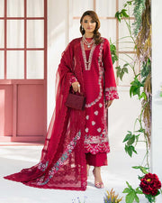 Zevk Flora Festive Embroidered Lawn Unstitched 3Pc Suit - ZINNIA