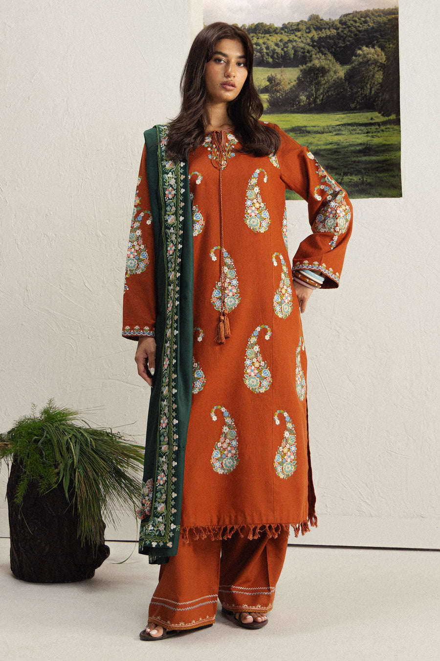 Coco Zara Shahjahan Embroidered Khaddar Unstitched 3Pc D-6B SHIREEN