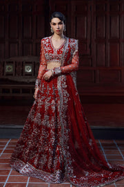 Ermina by Ezra Luxury Hand Embellished Net Unstitched 3Pc Suit D-08 ROSE