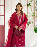 Zevk Flora Festive Embroidered Lawn Unstitched 3Pc Suit - ZINNIA