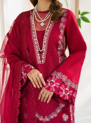 Zevk Flora Festive Embroidered Lawn Unstitched 3Pc Suit - ZINNIA