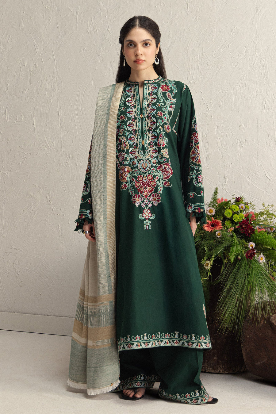 Coco Zara Shahjahan Embroidered Karandi Unstitched 3Pc D-2B OCHRE