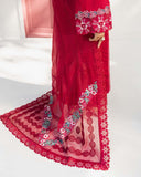 Zevk Flora Festive Embroidered Lawn Unstitched 3Pc Suit - ZINNIA