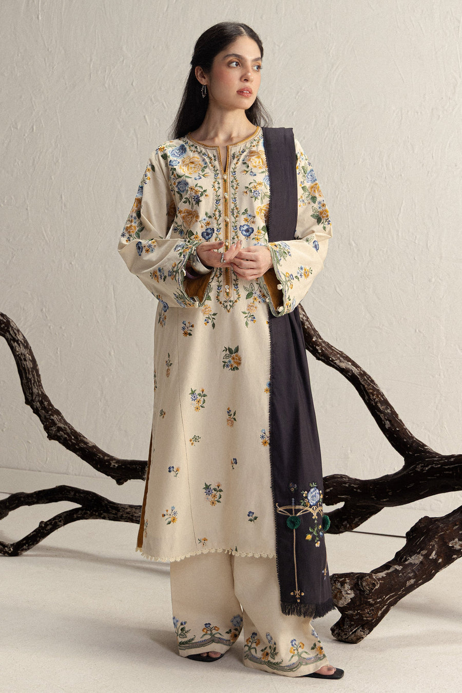 Coco Zara Shahjahan Embroidered Karandi Unstitched 3Pc D-9B ASMANI