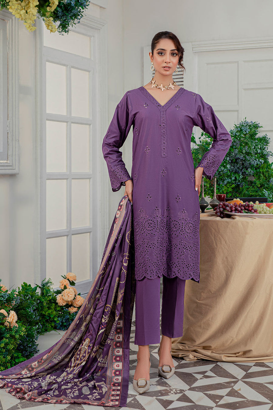 ECS-06 - SAFWA EDEN SCHIFFLI EMBROIDERED 3-PIECE COLLECTION VOL 01