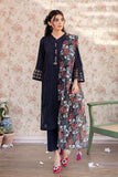 La Rosaa Spring Summer Embroidered Lawn Stitched 3Pc Suit LSS-24-10 Dark Blue Stripes