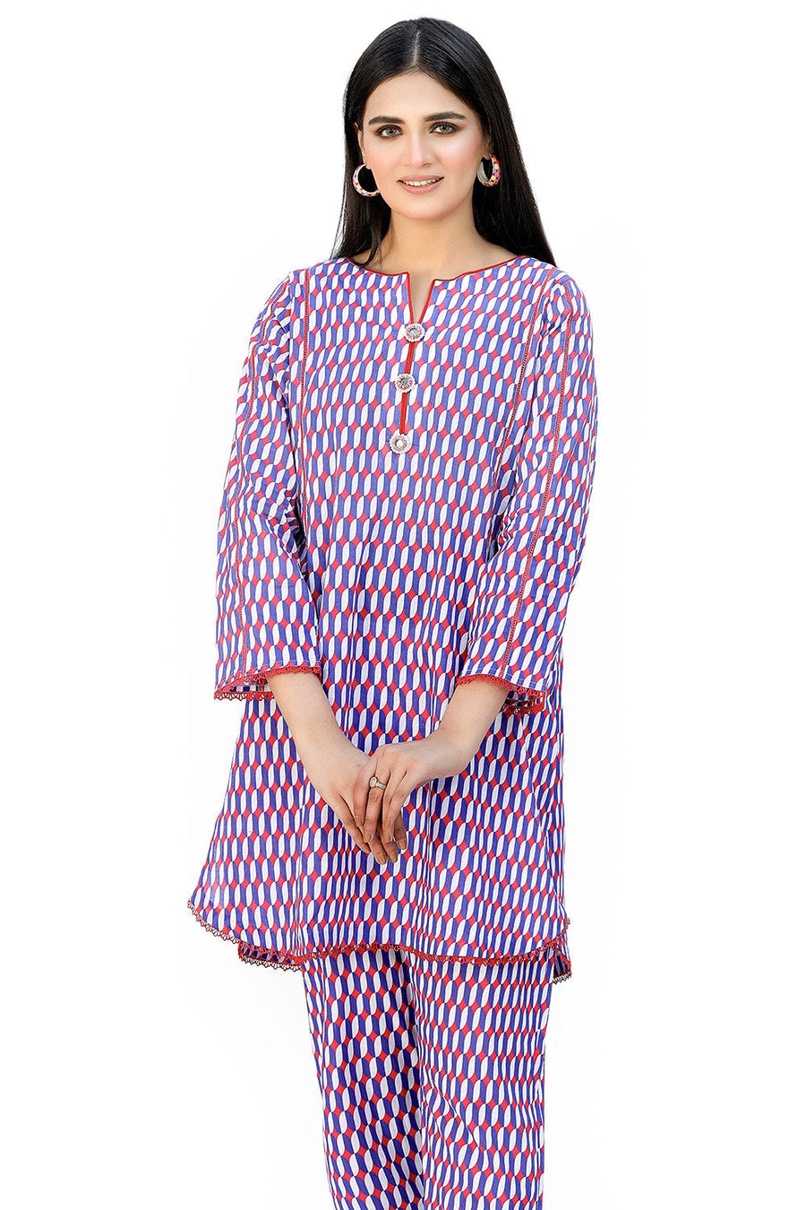 Safwa Printed Lawn Pret 2Pc Suit (Shirt/Trouser) 2301-02
