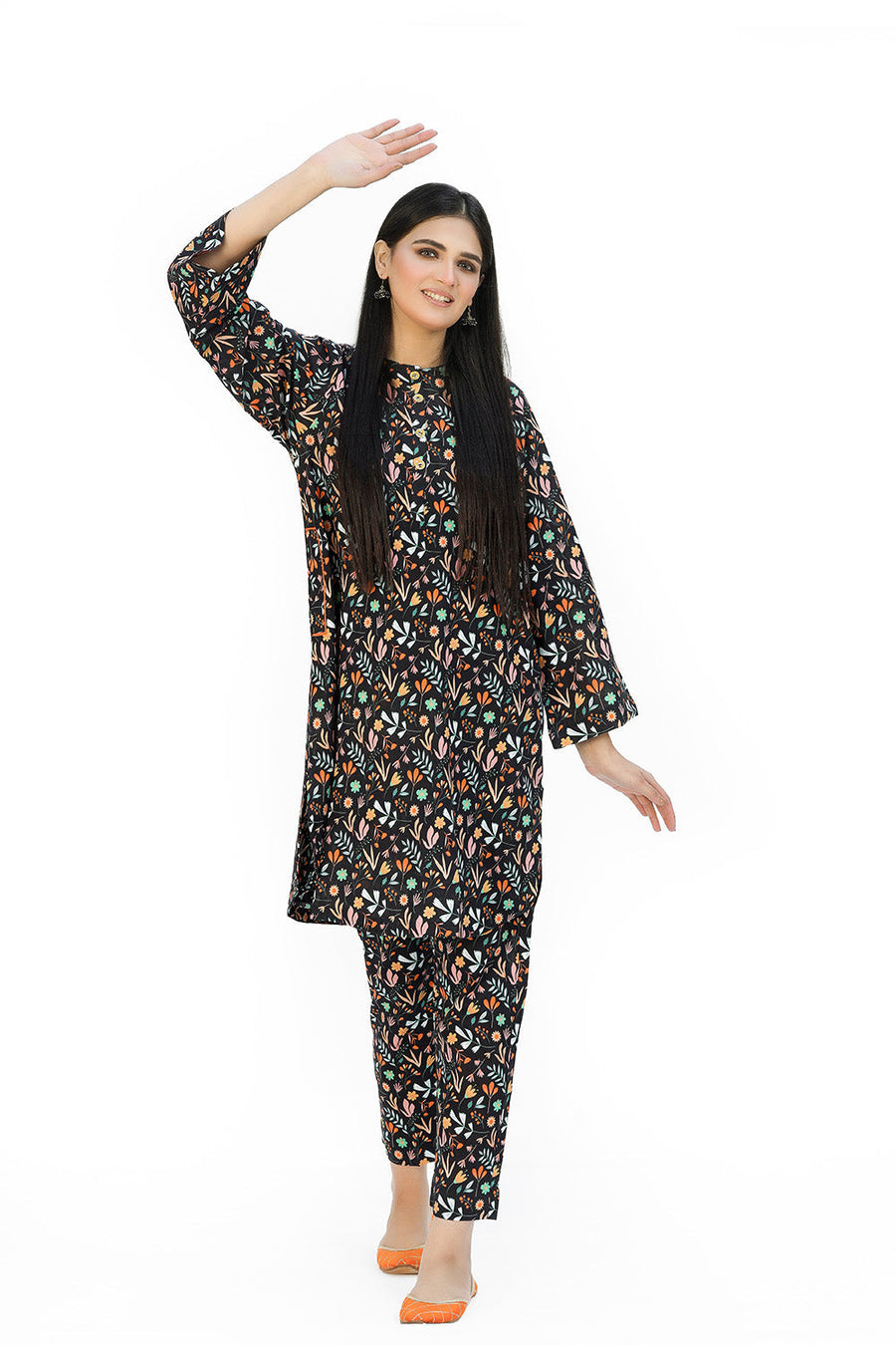 Safwa Printed Lawn Pret 2Pc Suit (Shirt/Trouser) 2301-05