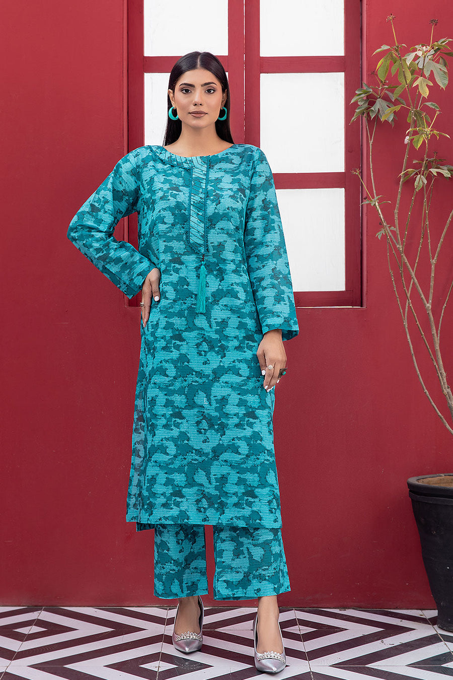 Safwa Printed Lawn Pret 2Pc Suit (Shirt/Trouser) P000420