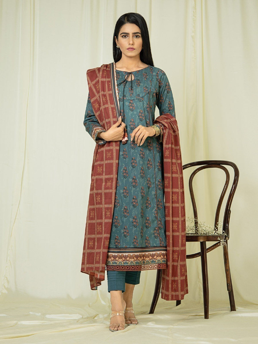 edenrobe Allure Lawn Unstitched Printed 3Pc Suit EWU23A1-26021