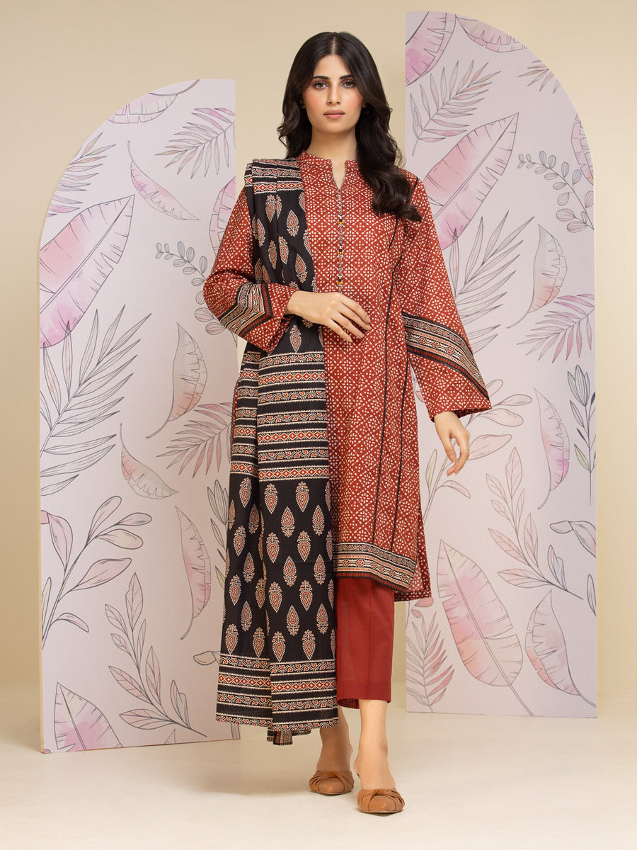 edenrobe Allure Lawn Unstitched Printed 3Pc Suit EWU24A1-26249-3P