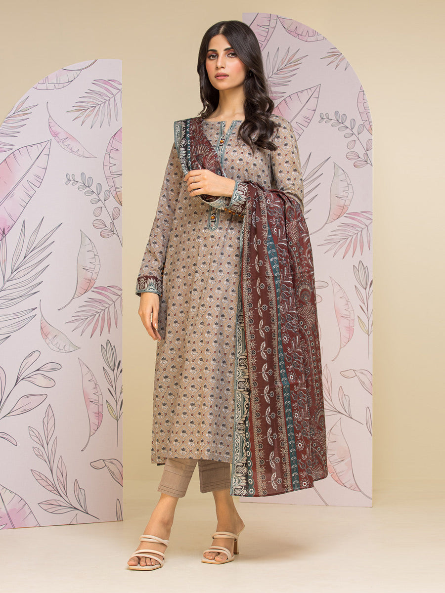 edenrobe Allure Lawn Unstitched Printed 3Pc Suit EWU24A1-26461-3P