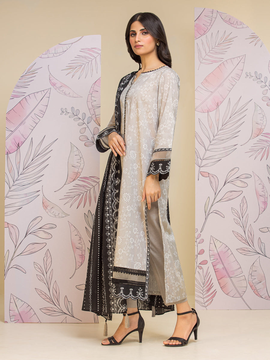 edenrobe Allure Lawn Unstitched Printed 3Pc Suit EWU24A1-28018-3P