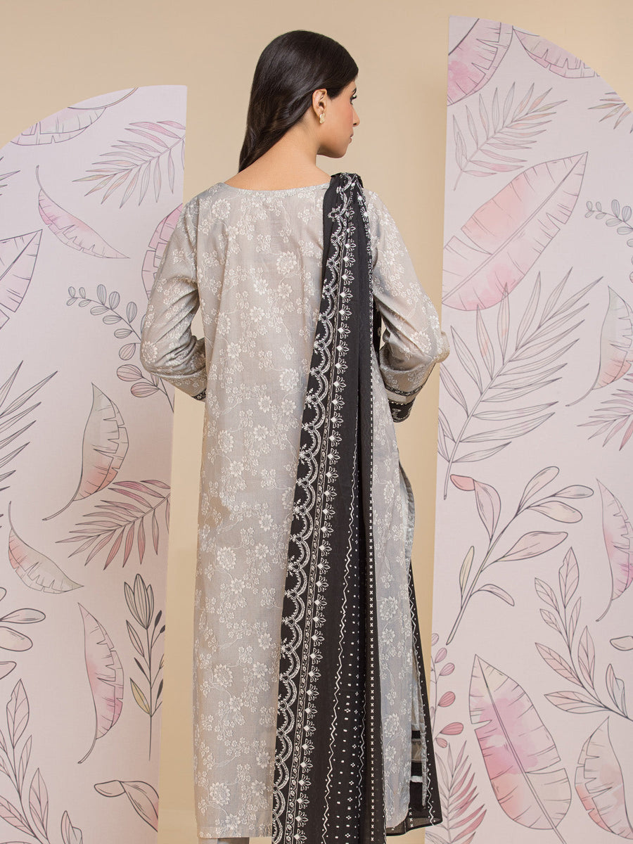 edenrobe Allure Lawn Unstitched Printed 3Pc Suit EWU24A1-28018-3P
