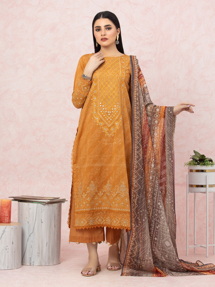 edenrobe Premium Embroidered Lawn Unstitched 3Pc Suit EWU22V1-26542