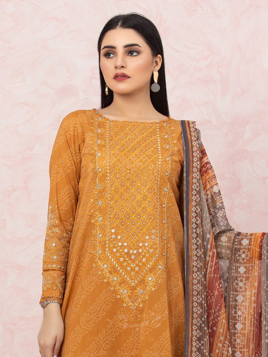 edenrobe Premium Embroidered Lawn Unstitched 3Pc Suit EWU22V1-26542