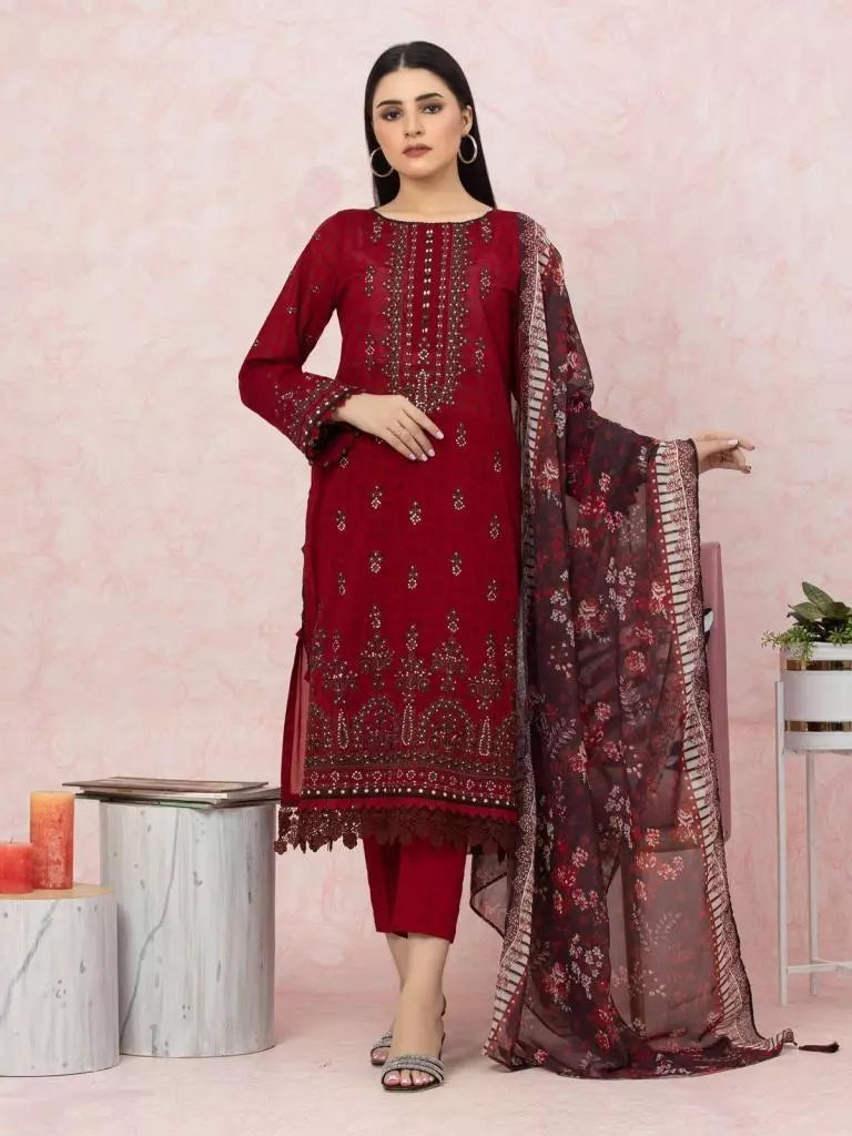 edenrobe Premium Festive Unstitched Lawn 3Pc Suit EWU22V1-26563