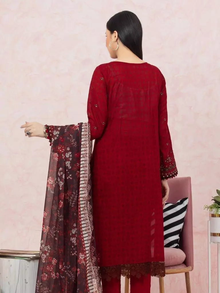 edenrobe Premium Festive Unstitched Lawn 3Pc Suit EWU22V1-26563