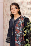 La Rosaa Spring Summer Embroidered Lawn Stitched 3Pc Suit LSS-24-10 Dark Blue Stripes