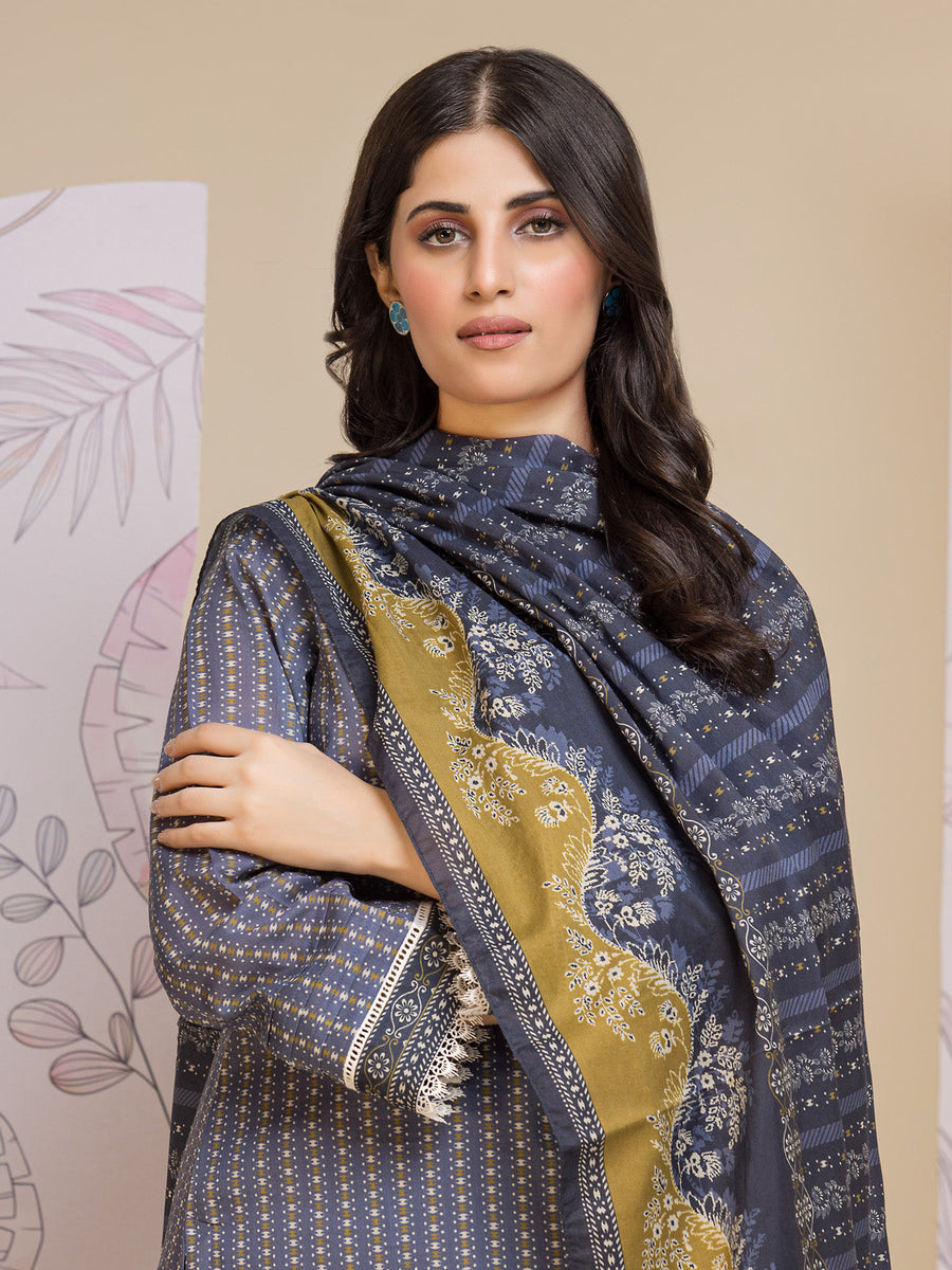 edenrobe Allure Lawn Unstitched Printed 3Pc Suit EWU24A1-26280-3P