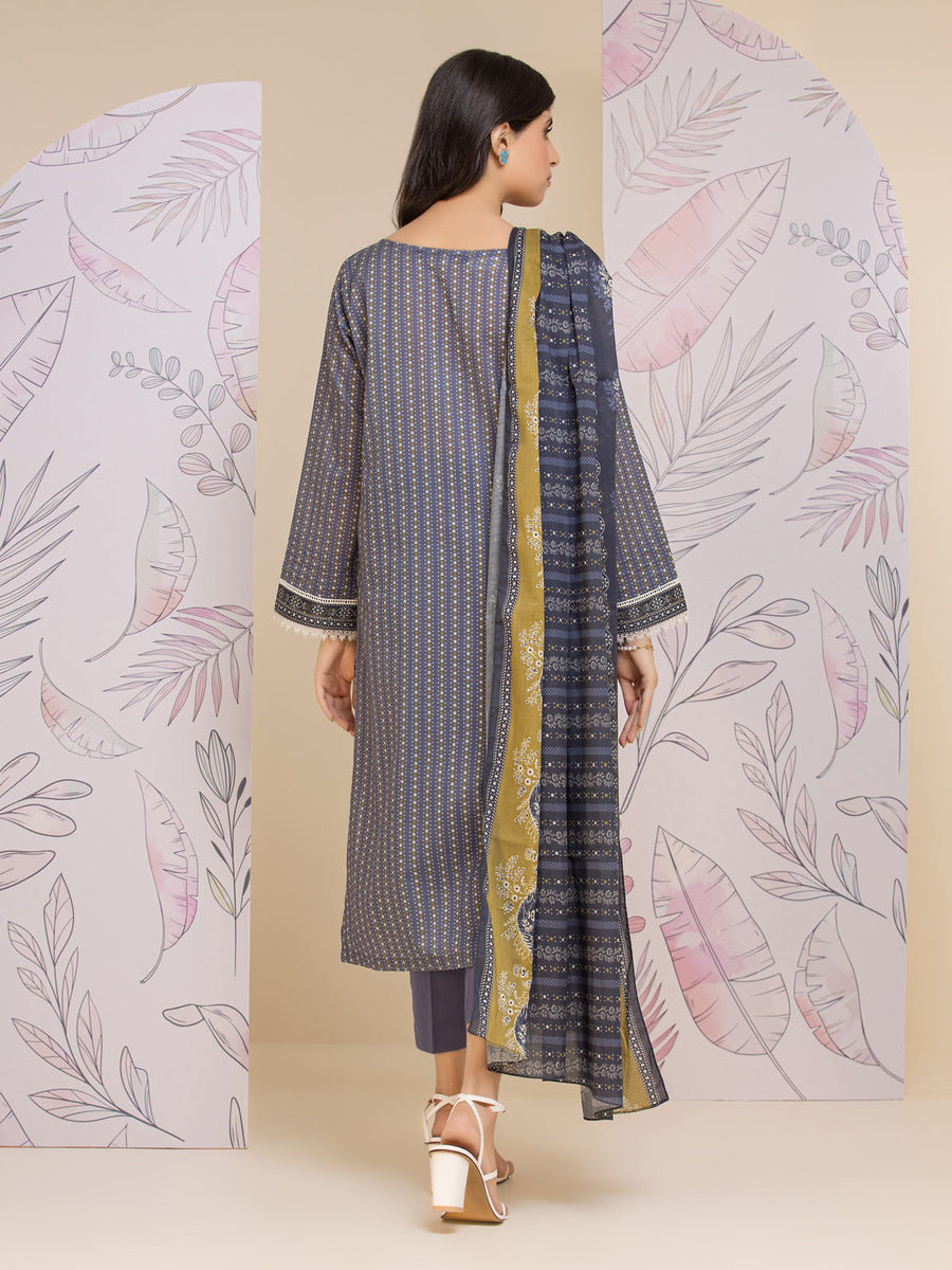 edenrobe Allure Lawn Unstitched Printed 3Pc Suit EWU24A1-26280-3P