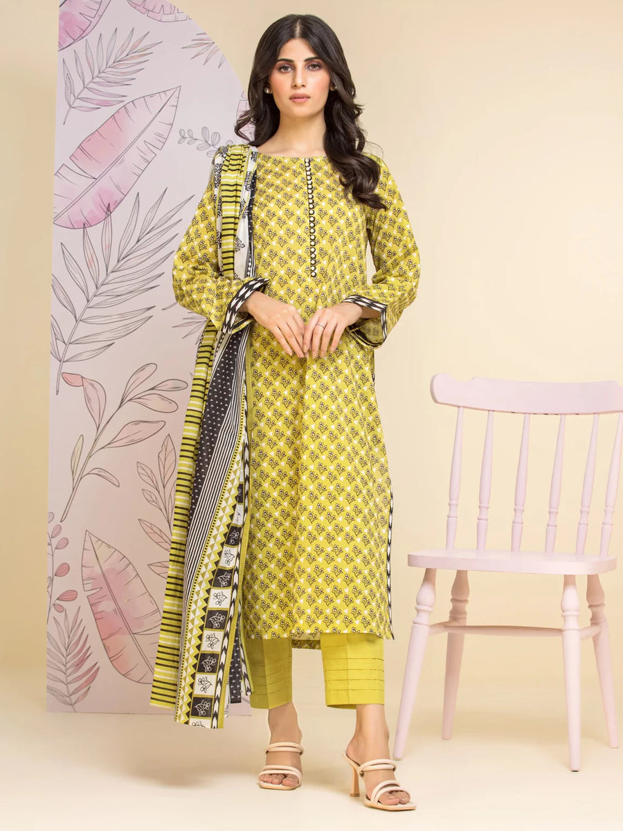 edenrobe Allure Lawn Unstitched Printed 3Pc Suit EWU24A1-26452-3P