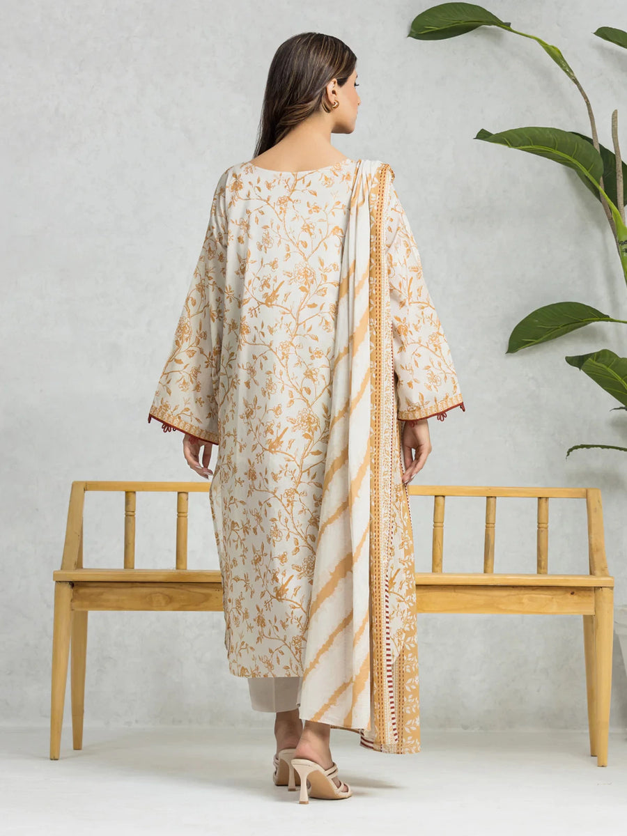 edenrobe Allure Lawn Unstitched Printed 3Pc Suit EWU24A1-28061