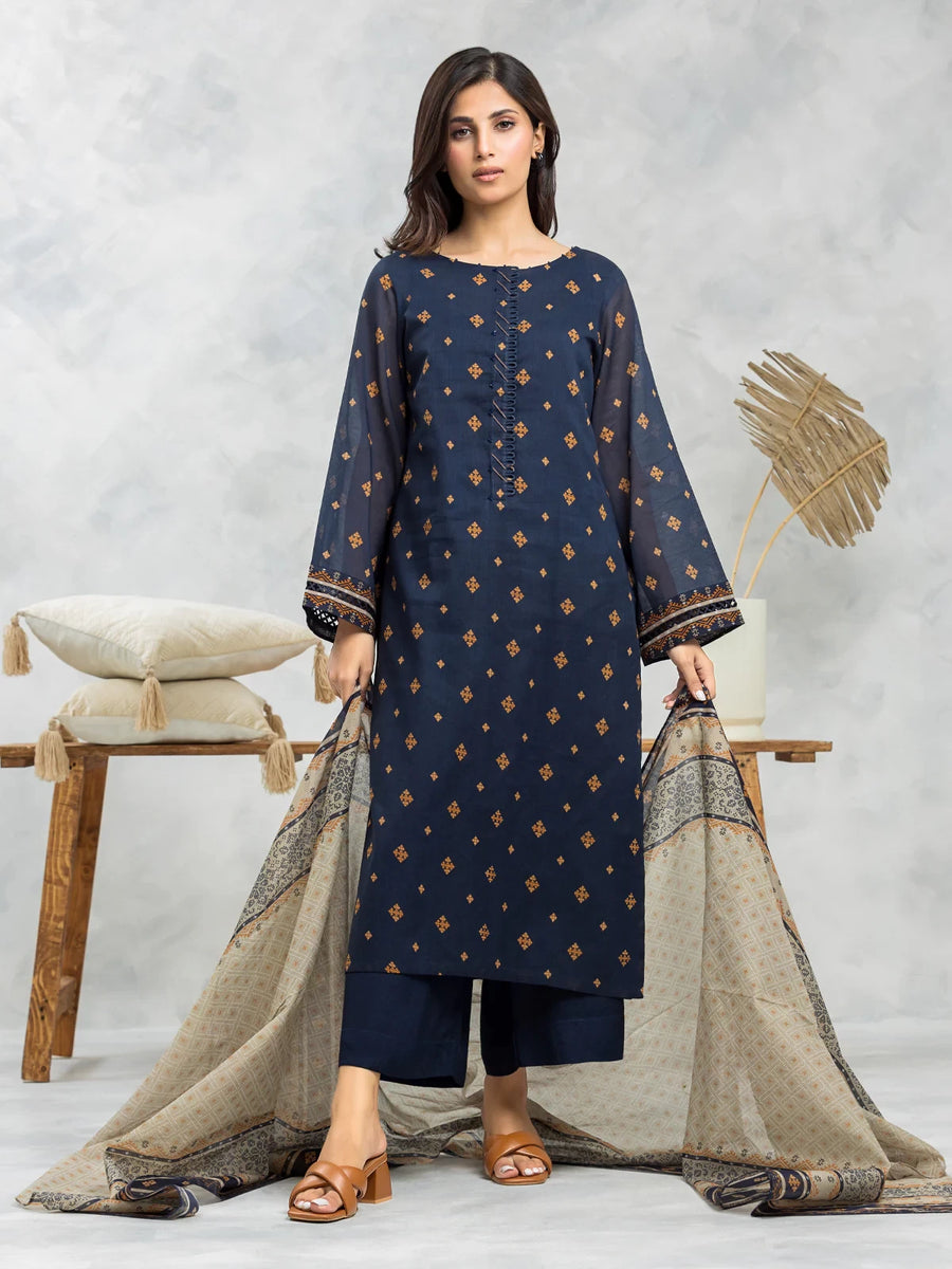 edenrobe Allure Lawn Unstitched Printed 3Pc Suit EWU24A1-28076