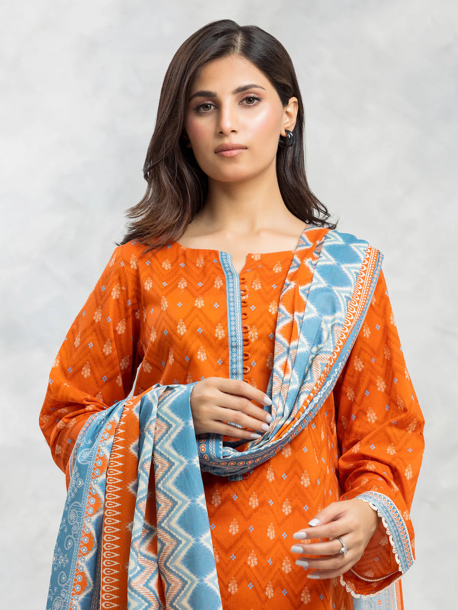 edenrobe Allure Lawn Unstitched Printed 3Pc Suit EWU24A1-28102