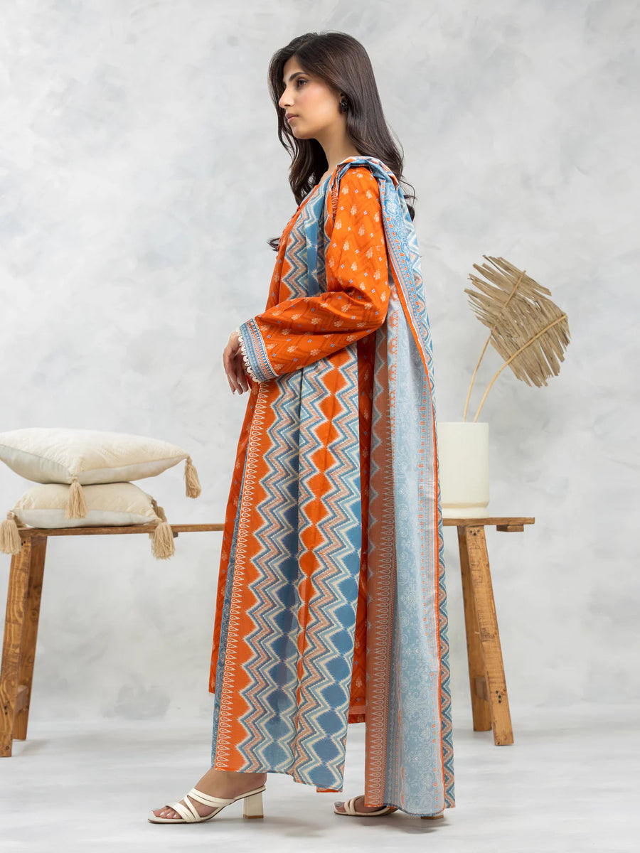 edenrobe Allure Lawn Unstitched Printed 3Pc Suit EWU24A1-28102