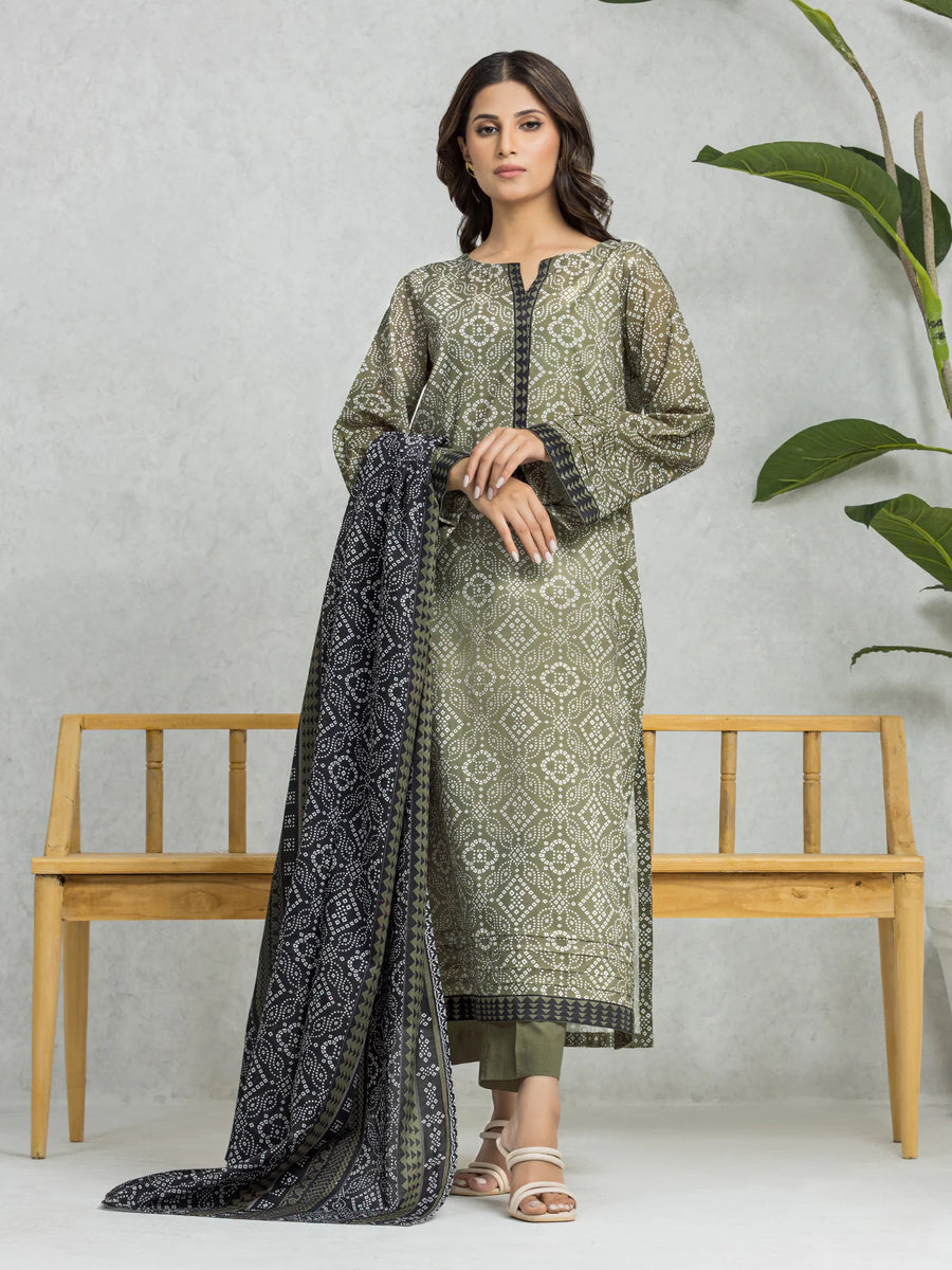 edenrobe Allure Lawn Unstitched Printed 3Pc Suit EWU24A1-28125