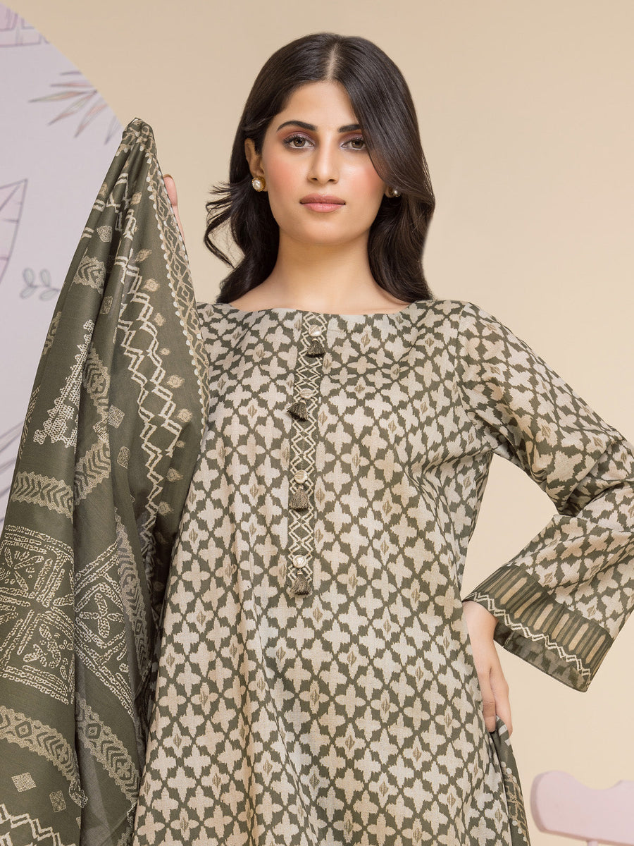 edenrobe Allure Lawn Unstitched Printed 3Pc Suit EWU24A1-28182-3P