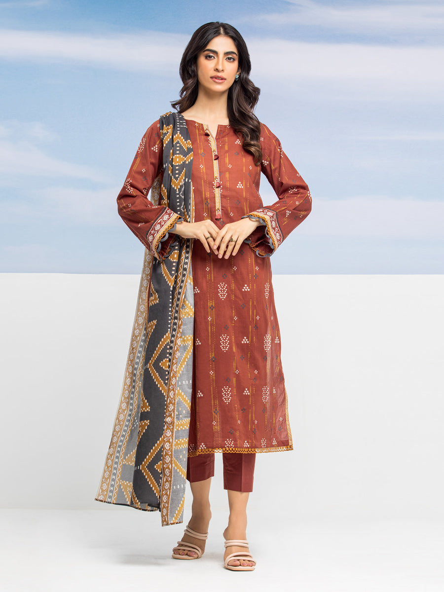 edenrobe Allure Lawn Unstitched Printed 3Pc Suit EWU24A1-28187-3P