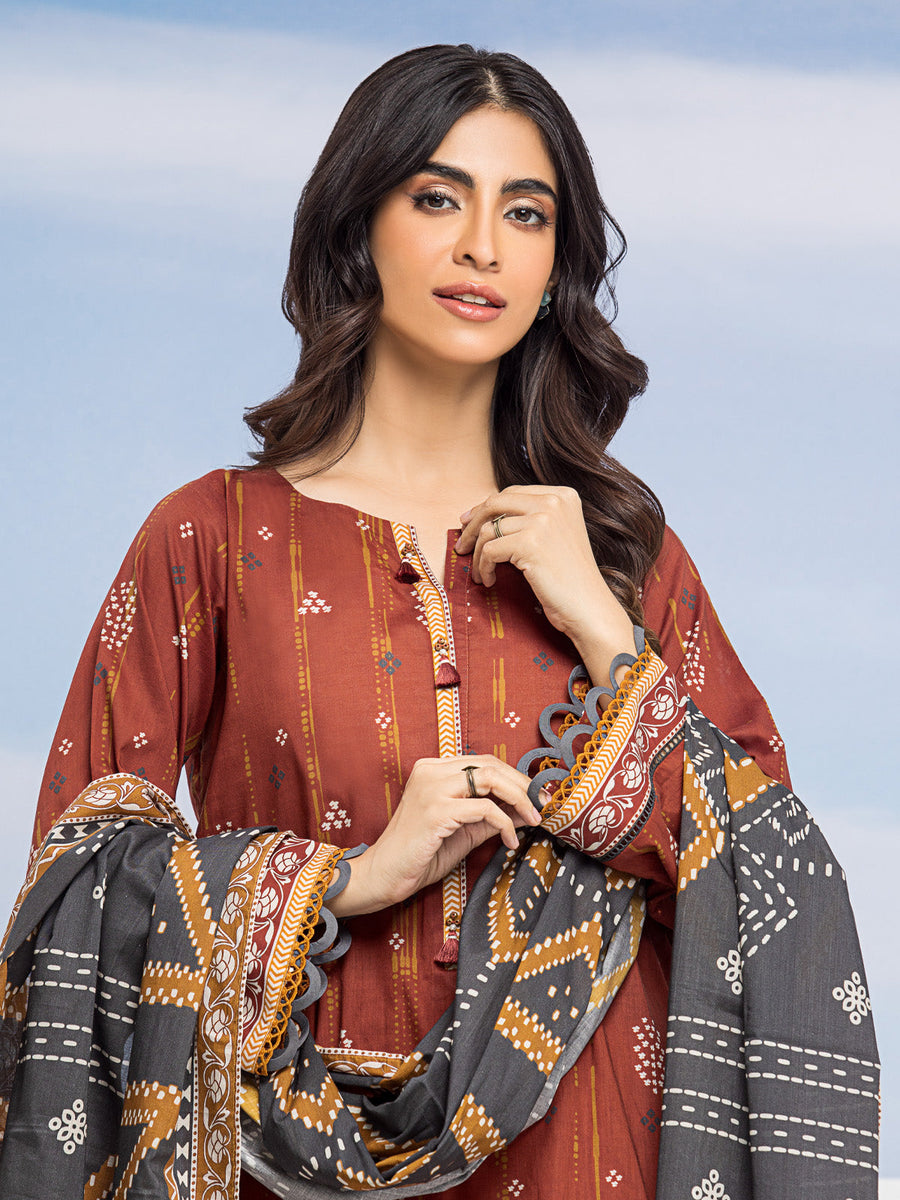 edenrobe Allure Lawn Unstitched Printed 3Pc Suit EWU24A1-28187-3P