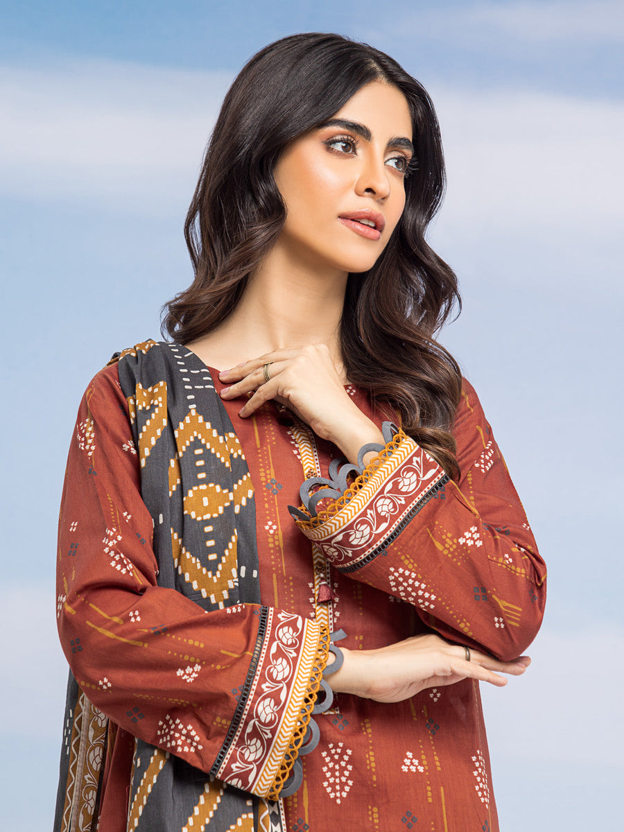 edenrobe Allure Lawn Unstitched Printed 3Pc Suit EWU24A1-28187-3P