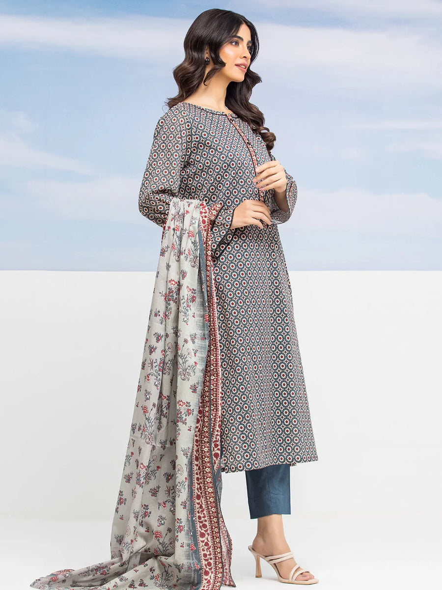 edenrobe Allure Lawn Unstitched Printed 3Pc Suit EWU24A1-28206-3P