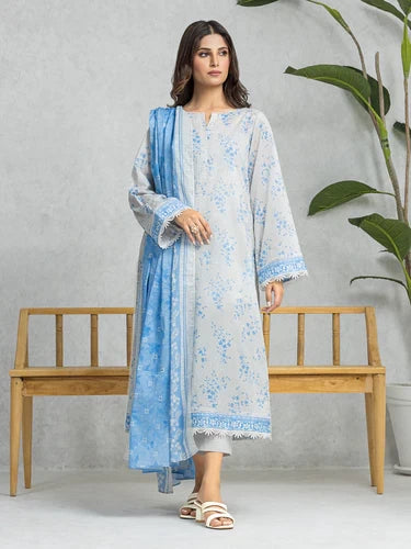 edenrobe Allure Lawn Unstitched Printed 3Pc Suit EWU24A1-28441