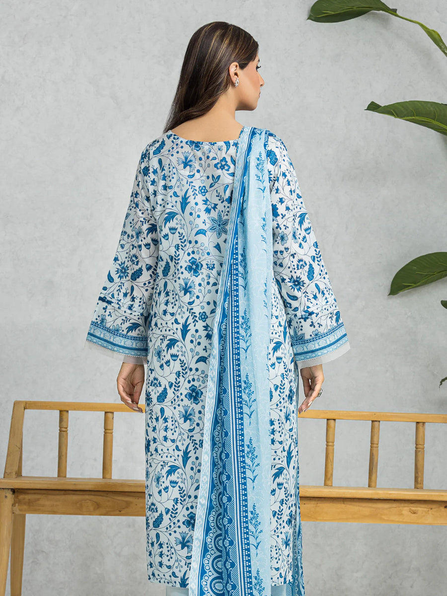 edenrobe Allure Lawn Unstitched Printed 3Pc Suit EWU24A1-28452