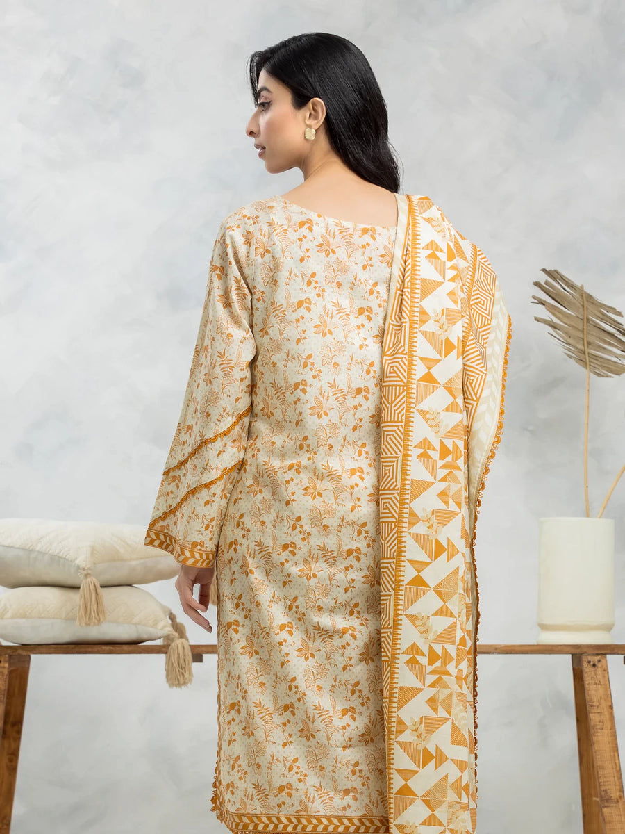 edenrobe Allure Lawn Unstitched Printed 3Pc Suit EWU24A1-28503