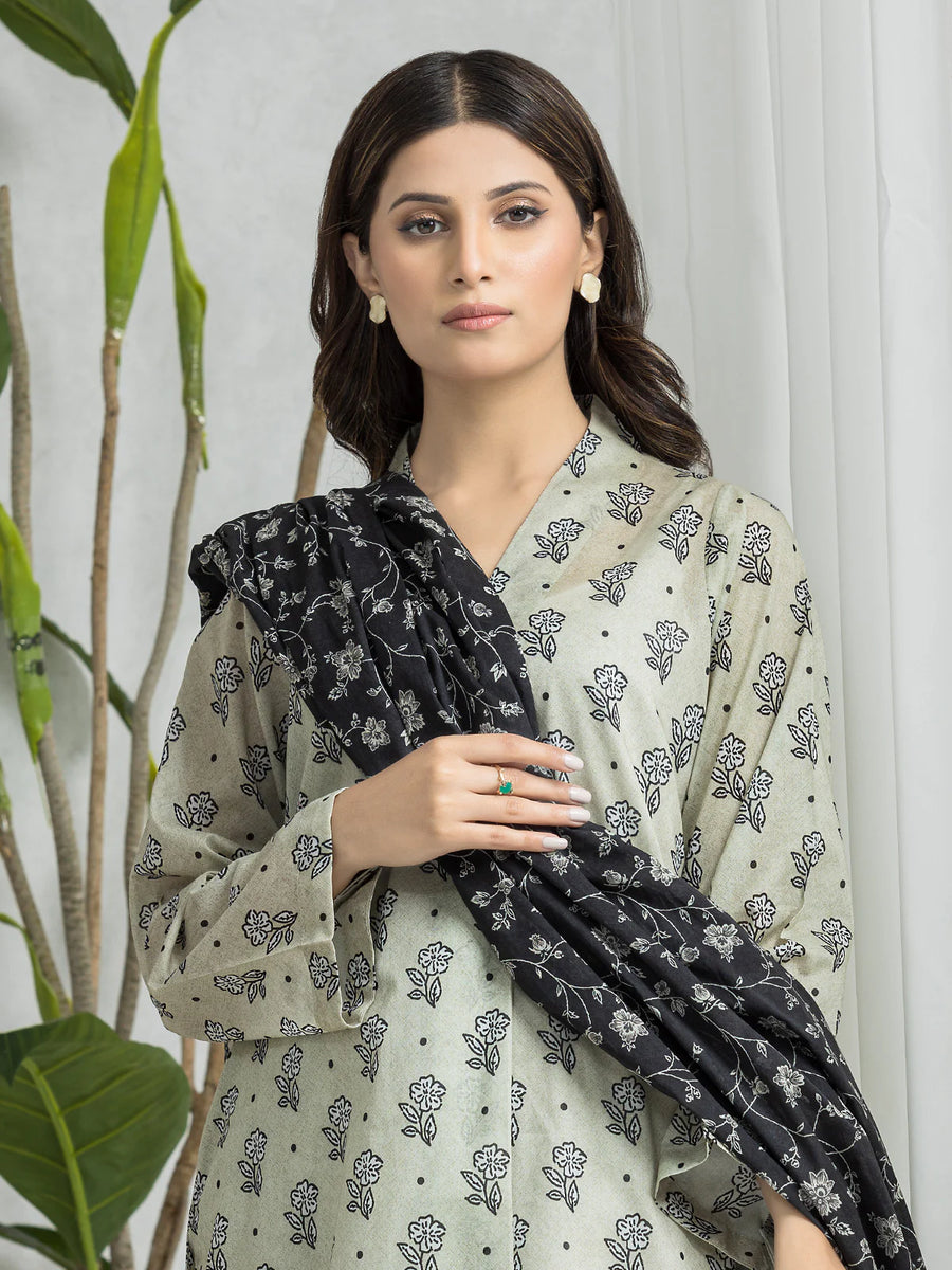 edenrobe Allure Lawn Unstitched Printed 3Pc Suit EWU24A1-28573